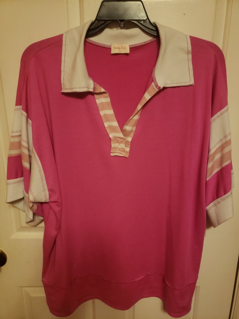 Hailey&co Pink Sporty Polo Top